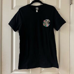 Santa Cruz Black Tee with Colorful Floral Design